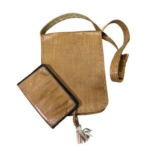 Handcrafted In Maradi Niger Leather Crossbody Bag Wallet Set Western MCM Boho